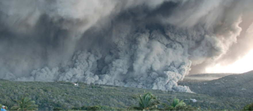Cloud of smoke from erupting volcano
